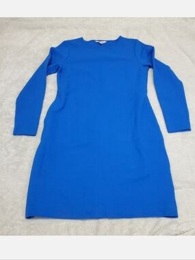 Boden Blue Classic Office Work Ribbed Long Sleeve Shift Dress 10 Dressy Simple